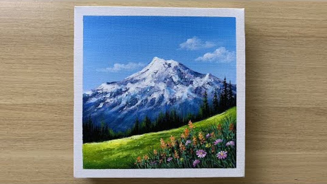 ⁣Daily Challenge #161 _ Acrylic _ Mountain Painting