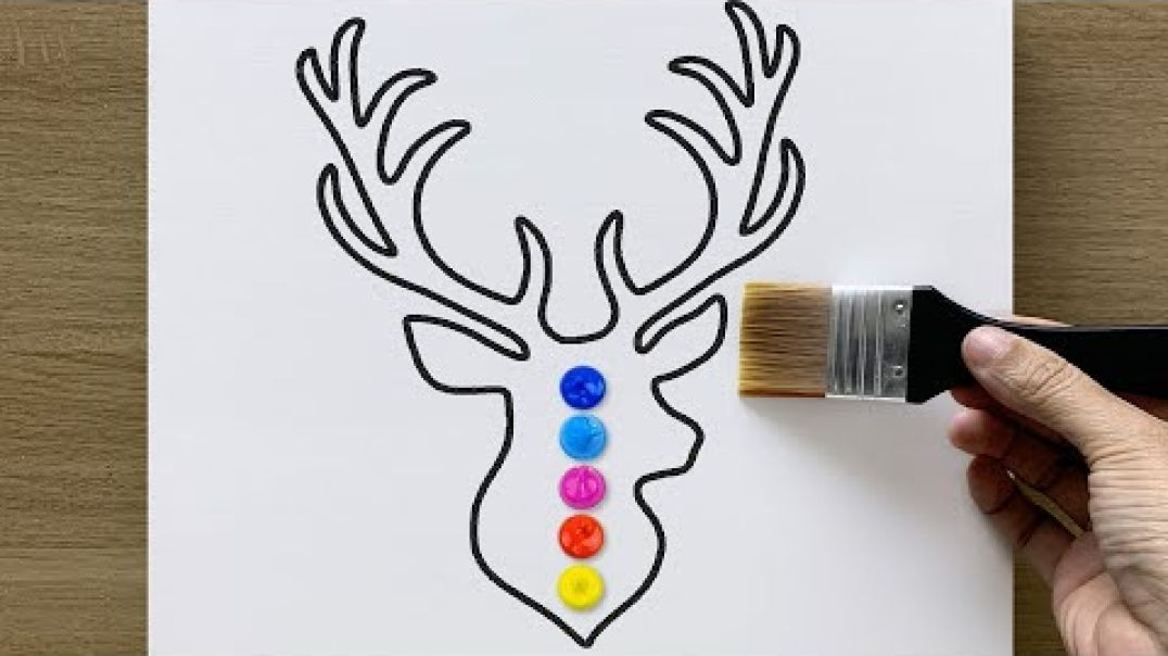 Daily challenge #206 _ Acrylic _ Deer Silhouette Art Painting